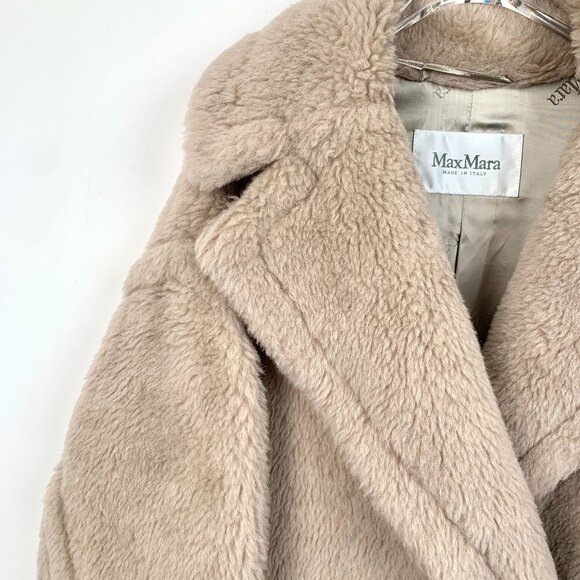 Max Mara Beige Alpaca & Wool Blend Longline Coat Womens - Picture 3 of 6